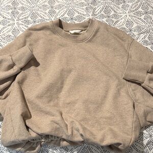 Zara Women's Beige balloon cropped Sweatshirt